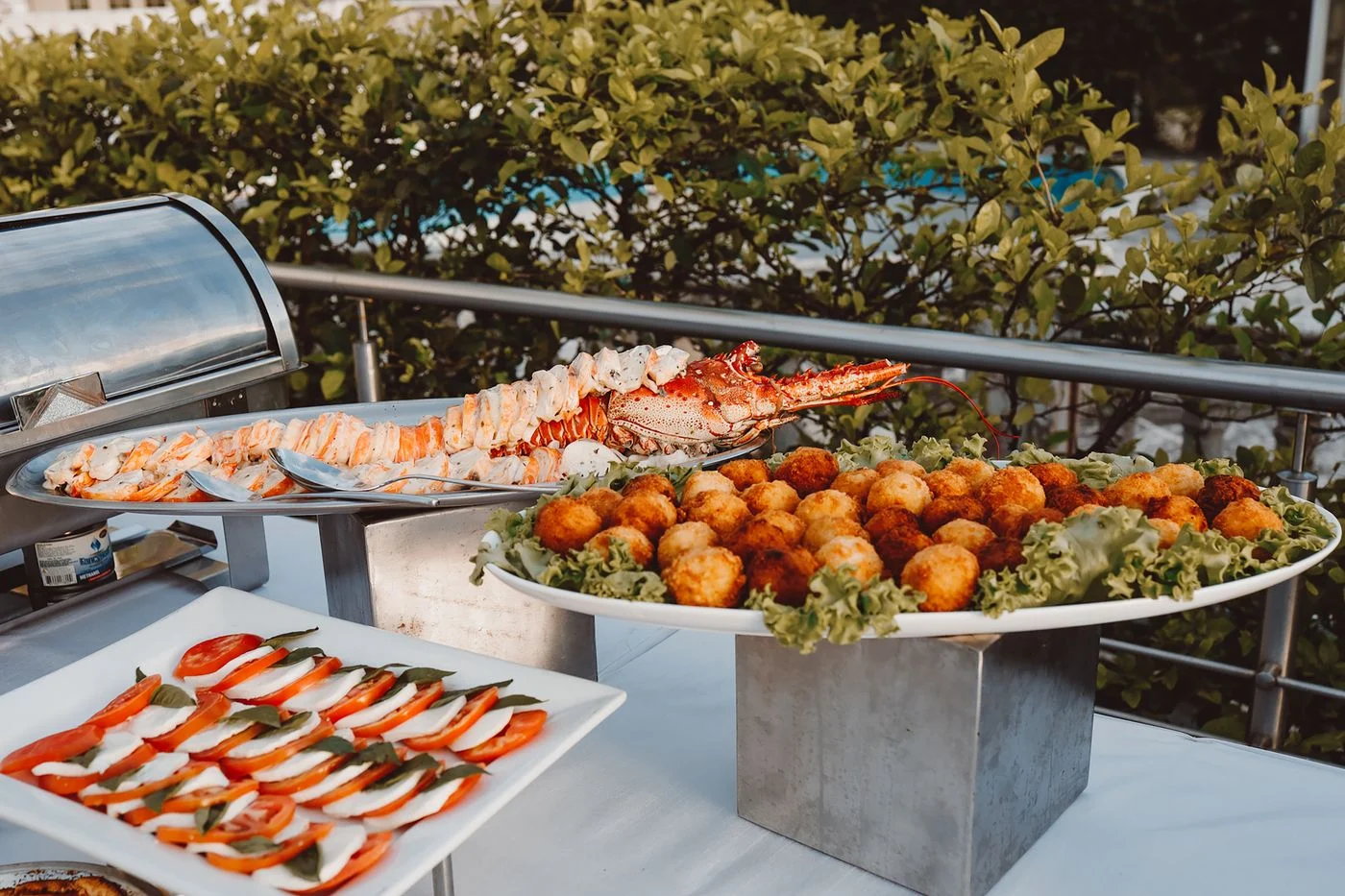 A thoughtfully arranged buffet with a selection of prepared dishes